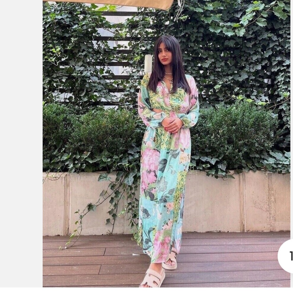 ZARA FLORAL PRINT CUT OUT DRESS - Picture 5 of 16